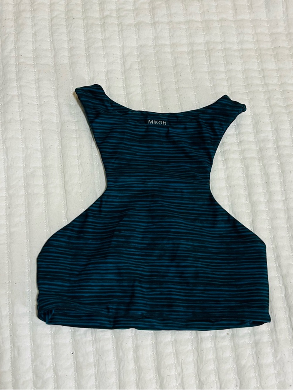 Mikoh Blue & Black Striped High Neck Swim Top
